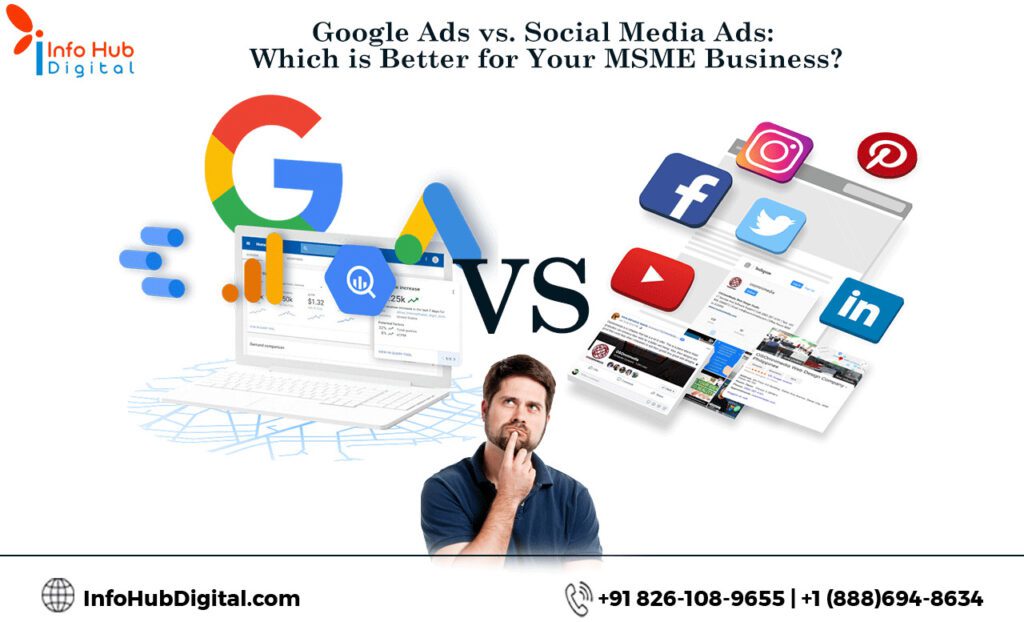 Discover the best advertising platform for your MSME business: Google Ads or social media ads? Explore their strengths and find the right fit.